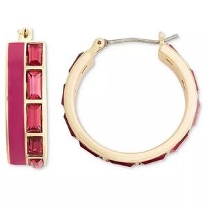 Gold and Pink Hoop Earrings